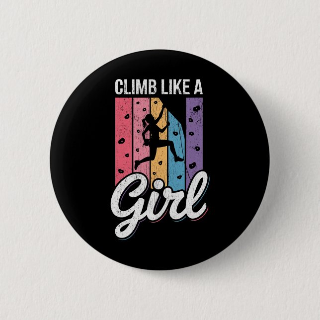 Süß klettert wie ein Mädchen, coole Free-Climbing- Button (Vorderseite)