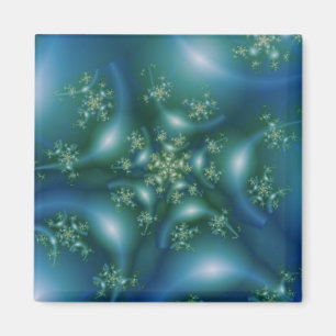 süß Kunst des blauen und grünen Fraktals Magnet