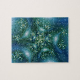 süß Kunst des blauen und grünen Fraktals Puzzle