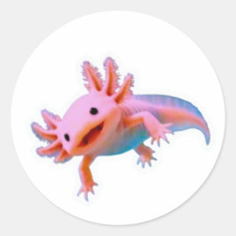 Süß lächelnder rosa Axolotl-Aufkleber - Kawaii Wat Runder Aufkleber