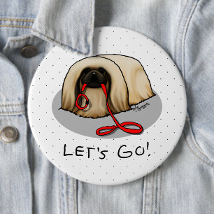 Süß Lass uns gehen! Pekingese-Hund spazieren führe Button