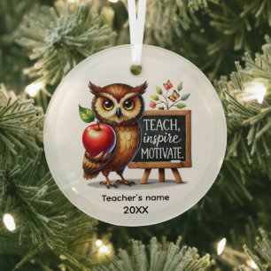 Süß Lehren Inspirieren Motivieren Name hinzufügen Ornament Aus Glas