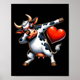 Süß Lustig Coole Kuh Dabbing Herz Valentinstag Poster