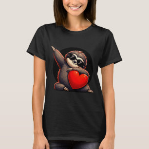 Süß Lustig Cooler Faultier Dabbing Herz Valentinst T-Shirt