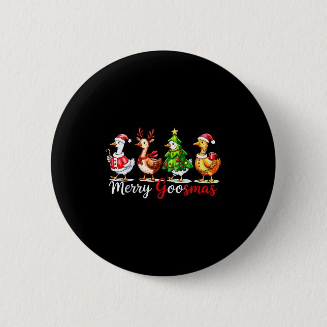 Süß Lustig Fröhliche Goosmas Alberner Gans Rentier Button (Vorderseite)