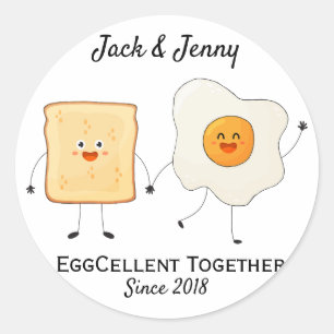 Süß Lustig Glücklich Toast Eggzellent Zusammen     Runder Aufkleber