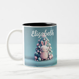 Süß, lustig, Hase, Kawaii-Stil  Zweifarbige Tasse