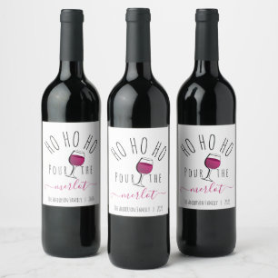 Süß Lustig Ho Ho Ho Gieß den Merlot Wein ein Weinetikett