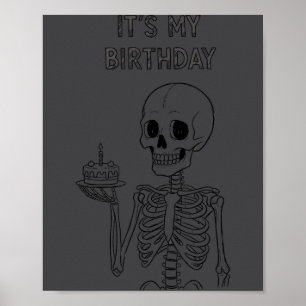 Süß Lustig Kawaii Skelett Geburtstag Schädel Glück Poster