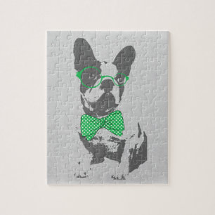 Süß lustig trendy retro Tier französische Bulldogg Puzzle