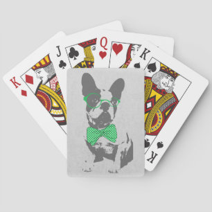 Süß lustig trendy vintage Tier Französische Bulldo Spielkarten