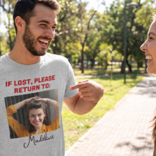 Süß Lustig Wenn Verloren Bitte An Paar-Foto Zurück T-Shirt