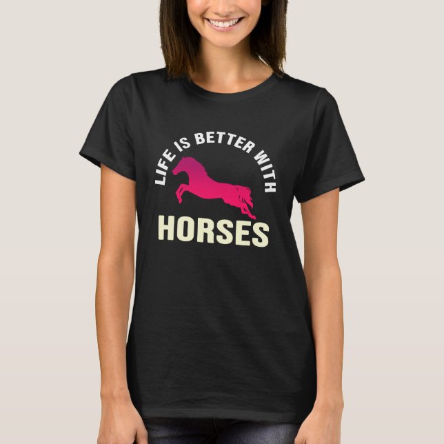Süß mit Pferden Reiten T-Shirt (Vorderseite)