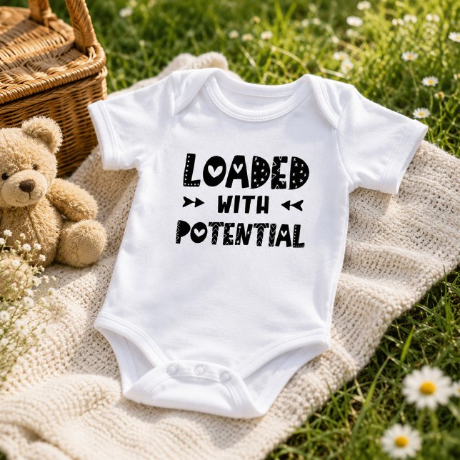 Süß mit Potenzial Lustiges geschlechtsneutrales Ba Baby Strampler (Von Creator hochgeladen)