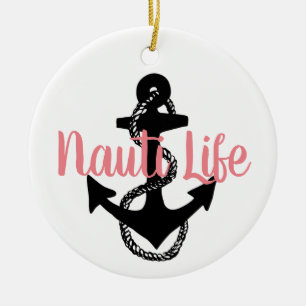 süß, nautisches NAUTI LIFE Schriftzug mit Anker Keramik Ornament
