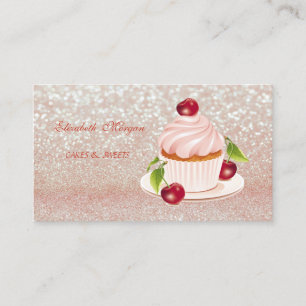 Süß, Niedlich, Gestreift, Glitzernd, Cupcake, Visitenkarte