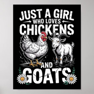 Süß, nur ein Mädchen, das Hühnchen und Ziegengeflü Poster