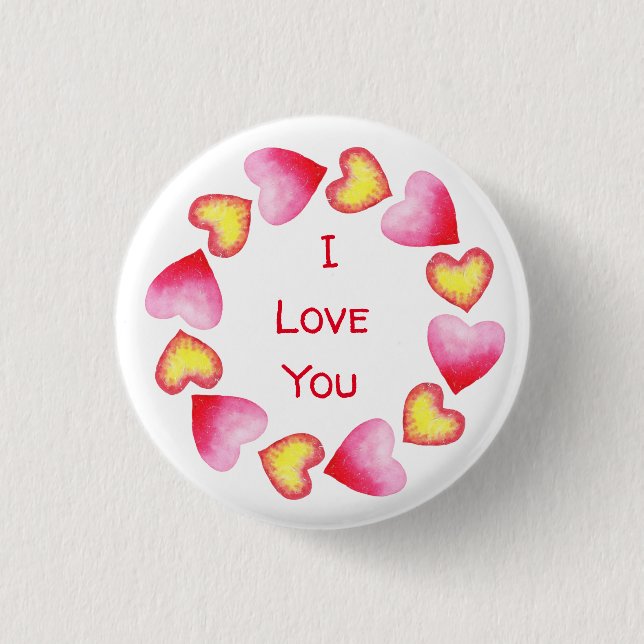 Süß Romantisch Ich liebe dich Valentinstag Button (Vorderseite)