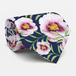 Süß-rosa Mohnblume Vintages Blumenmuster Krawatte