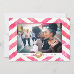Süß sei Rosa Chevron Gold Küsse Valentinstag Feiertagskarte