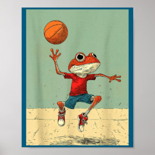 Süß Süß Frosch Tier Lustig Basketball Poster