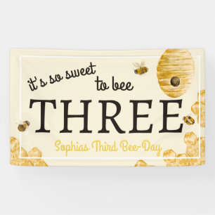 Süß, um drei zu werden - Dritter Geburtstag Bienen Banner