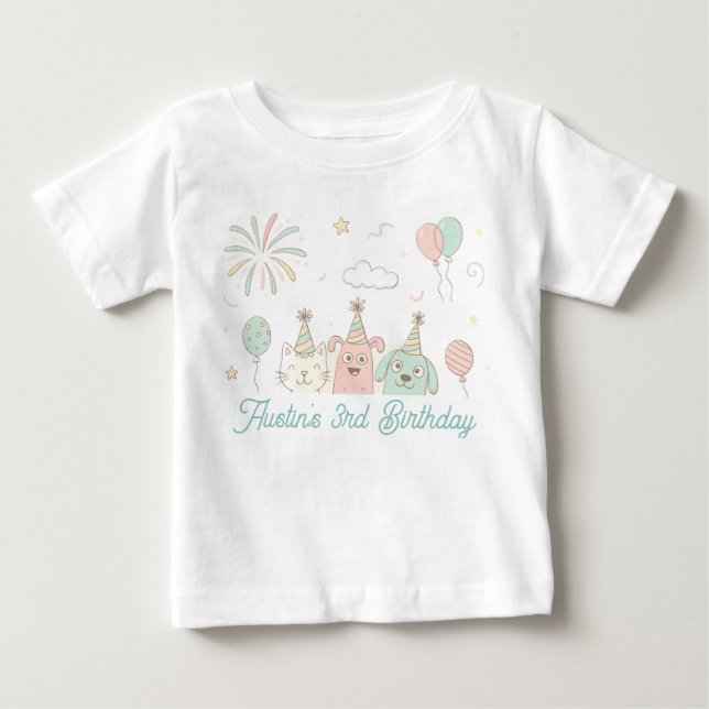 Süß und Drei Geburtstag Feier Baby T-shirt (Vorderseite)