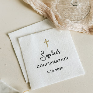Süß und einfach Goldene Kreuz-Konfirmation Serviette