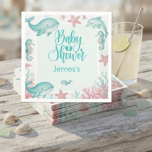 Süß unter dem Meer Aquarell-Ozean-Baby-Party Serviette