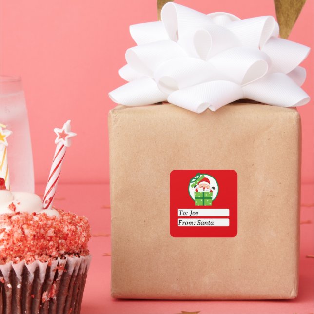 Süß von Weihnachtsmann Grün Benutzerdefinierte Wei Quadratischer Aufkleber (Party)