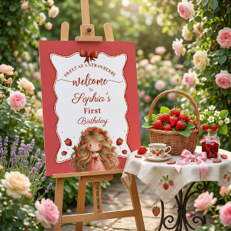 Süß wie ein Erdbeermädchen Aquarell-Geburtstag Poster