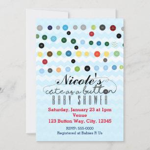 SÜß WIE EIN KNOPF Baby Shower Geburtstagseinladung Einladung
