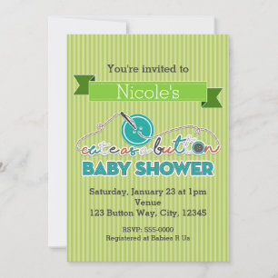 SÜß WIE EIN KNOPF Grüne Babyshower-Einladungen Einladung