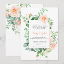 Süß wie ein Pfirsich-Aquarell-Rosenrahmen-Hochzeit