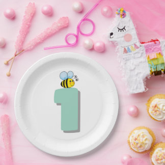 Süß wie eine Biene Eins 1. Geburtstag Süße Hummel Pappteller