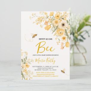 Süß wie eine Biene gelbe Blumen Baby Shower Einladung