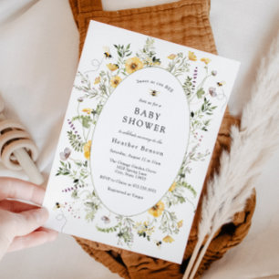 Süß wie eine Biene gelbe Blumen Baby Shower Einladung