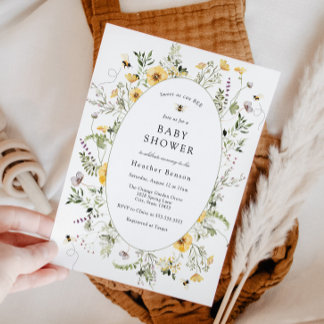 Süß wie eine Biene gelbe Blumen Baby Shower Einladung