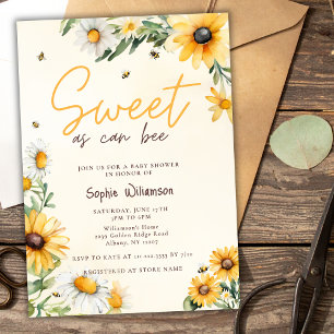 Süß wie eine Biene Sonnenblumen Gelbe Babyparty Einladung