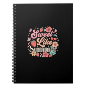 Süß wie Sommer Cute Strawberry Cherry Floral Wo Notizblock
