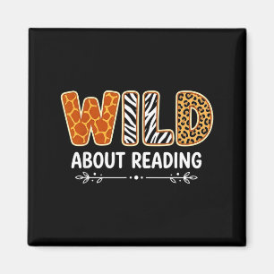 Süß wild auf Lesen Safari-Tier Bücherwurm Magnet