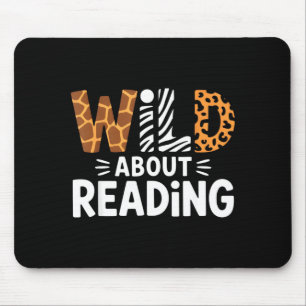 Süß wild auf Lesen Safari-Tier Bücherwurm Mousepad