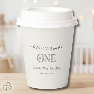 Süß zur Biene Eins 1. Geburtstag Lavendel-Wasserfa Pappbecher