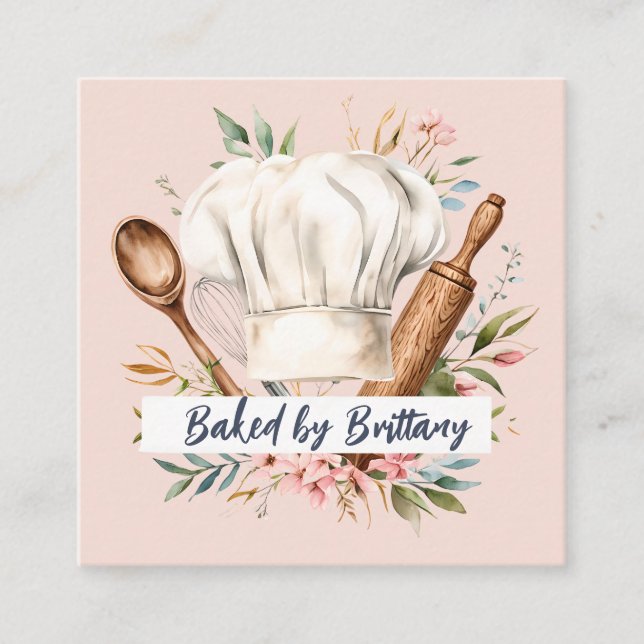 Süßbäckerei Konditorei Koch Soft Pastel Business C Quadratische Visitenkarte (Vorderseite)