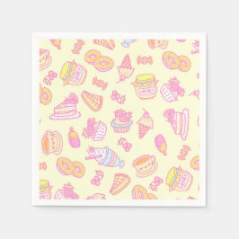 Süßbäckerei und Getränke gelb Serviette