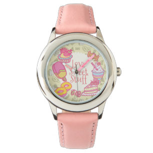 Süßbäckerei und Getränke grün Armbanduhr