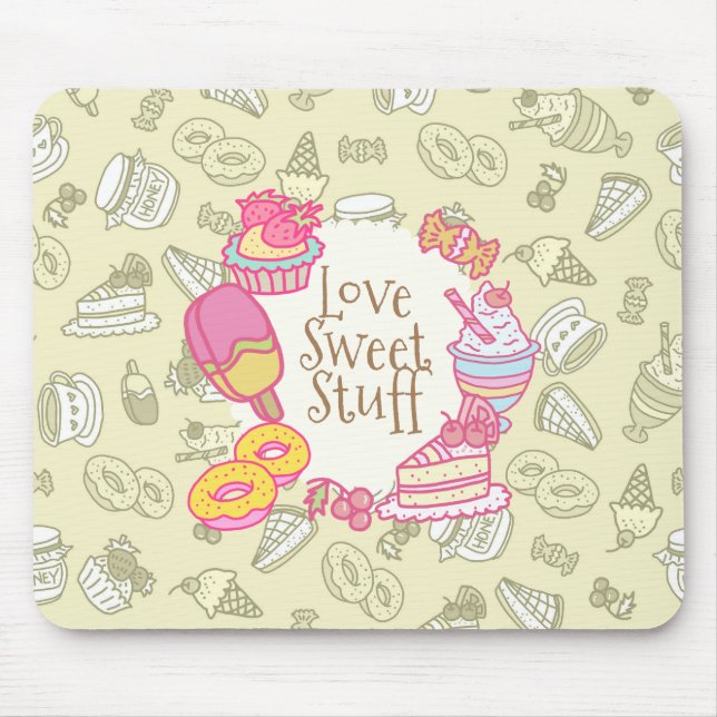Süßbäckerei und Getränke grün Mousepad (Vorne)
