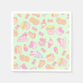 Süßbäckerei und Getränke grün Serviette