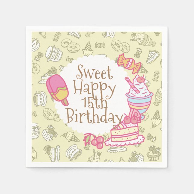 Süßbäckerei und Getränke grün Serviette (Vorderseite)