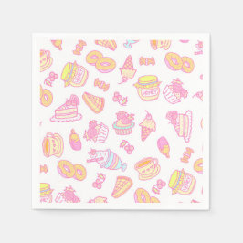 Süßbäckerei und Getränke weiß Serviette